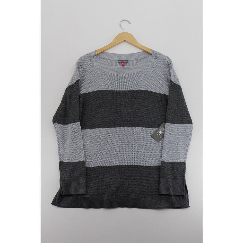 NWT Vince Camuto stripe button sweater‎ size medium cabincore normcore grandpa